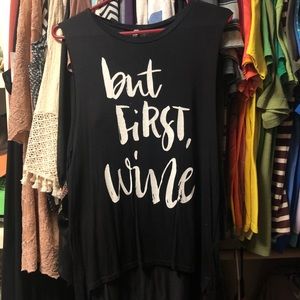 Medium “but first, wine” tank top